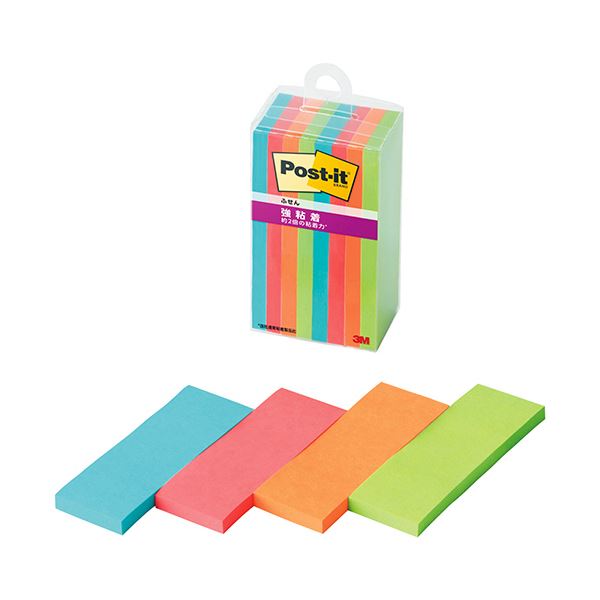 【商品名】 3Mポスト・イット 強粘着ふせん マルチカラー1 75×25mm 4色 500SS-MC-1N1セット（80冊：8冊×10パック）