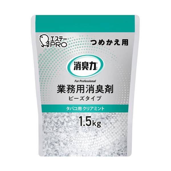 【商品名】 （まとめ） エステー 消臭力業務用消臭剤 ビーズタイプ タバコ用 クリアミント 大容量 つめかえ用 1.5kg 1個 【×2セット】