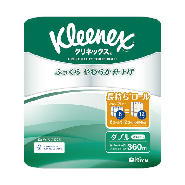 【商品名】 （まとめ） 日本製紙クレシアクリネックス 長持ち ダブル 45m 1パック（8ロール） 【×5セット】