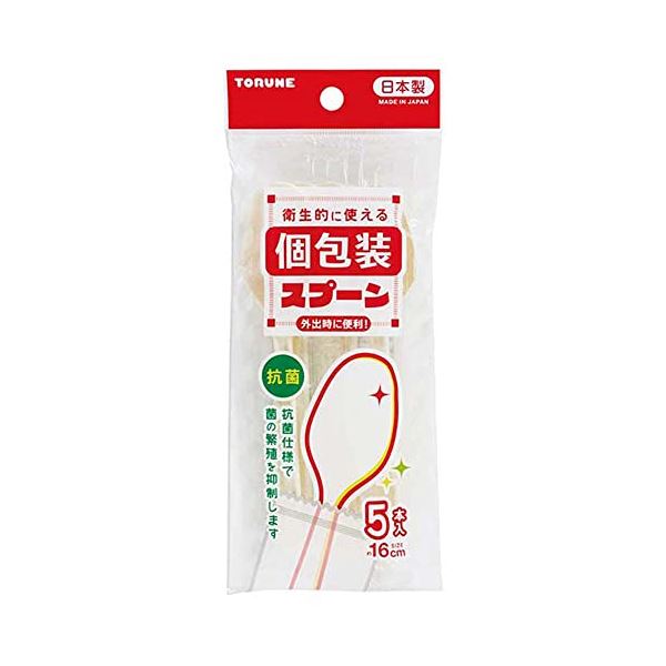 【商品名】 【10個セット】 トルネ 抗菌スプーン 個包装（5本入） 16cm 【ジャンル・特徴】 スプーン 使い捨て 抗菌 カトラリー 個装 携帯 袋入り