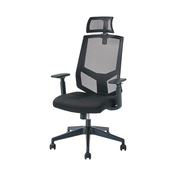 【商品名】 YAMAZEN FIT WORK BCワークチェア ヘッドレスト+肘付 ブラック BCM-AH46（BK） 1脚 組立式 【ジャンル・特徴】 ソフトな印象のメッシュチェア。 [ BCM-A