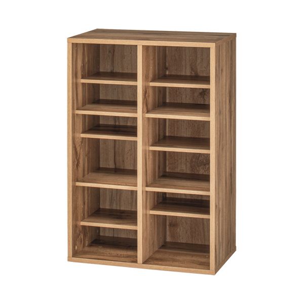 【商品名】 YAMAZEN シューズキャビネット 2列3段 6人用 オーク木目 CSCN-8560（OAK3D） 1台 組立式 【ジャンル・特徴】 落ちついた木目調のシューズラック。 [ CSCN-8