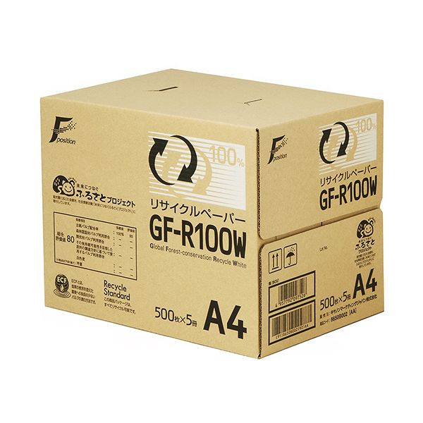 【商品名】 キヤノン リサイクルペーパー GF-R100W A4 8650B002 1箱（2500枚：500枚×5冊） 【ジャンル・特徴】 キヤノン純正リサイクルペーパー [ 8650B002 ]