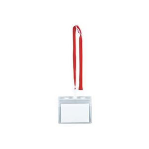 【商品名】 （まとめ）IDカード用吊り下げ名札 ロック式チャックタイプ 赤 10個入×5パック 【ジャンル・特徴】 名札・プレート 吊り下げ名札 [ NF-455-R ]